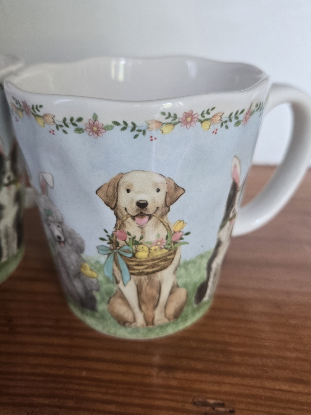 Set of 2 Charming Pier 1 Imports Ironstone Easter Parade Coffee Cups Mugs EUC